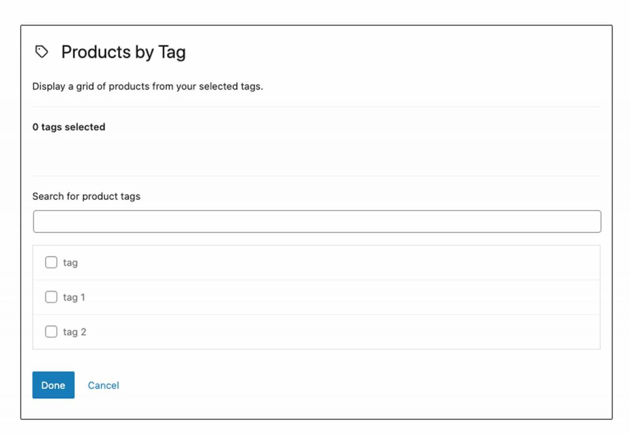 woocommerce blocks product by tag