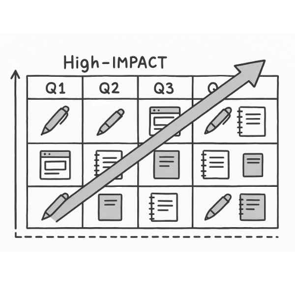 Productivity chart with upward trend.