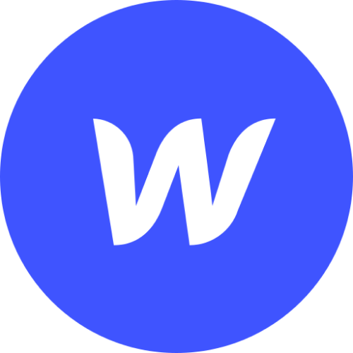 Webflow logo, blue background