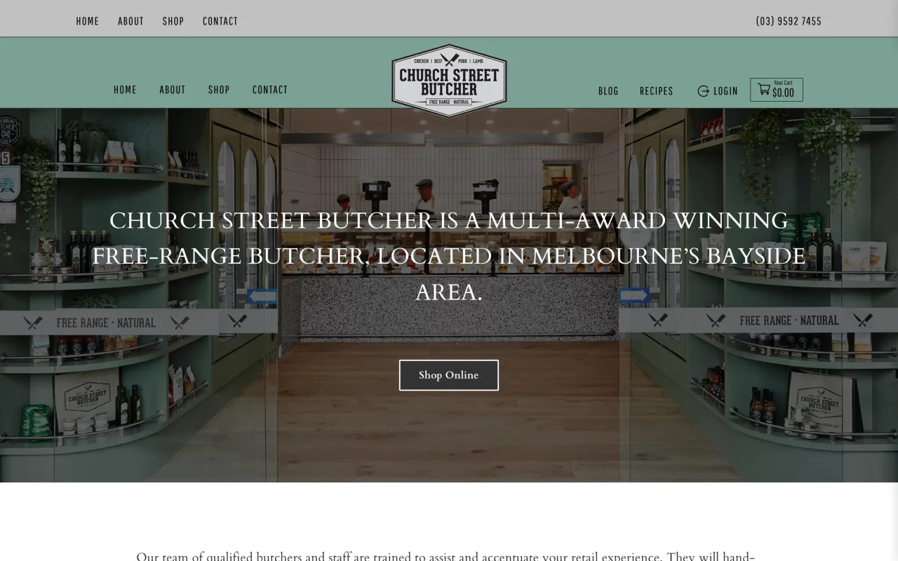 Church Street Butcher Melbourne bayside free-range butcher shop website