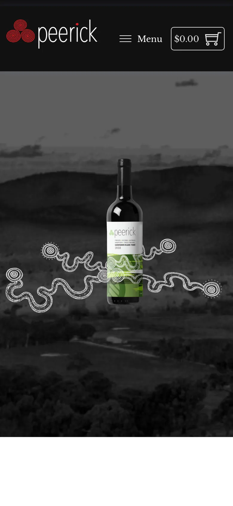 Peerick 2018 Sauvignon Blanc Fumé wine bottle with Indigenous art