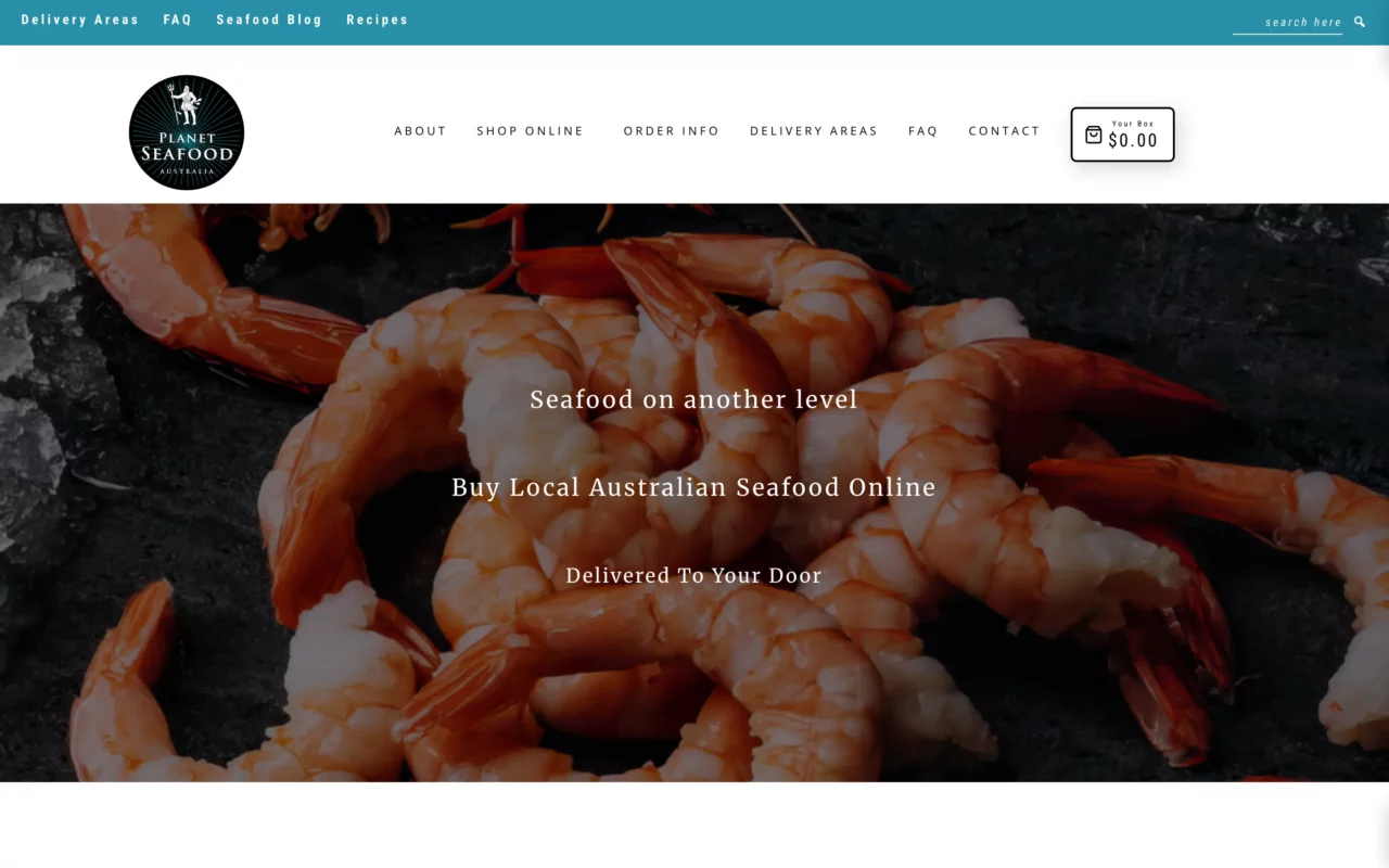 Planet Seafood Australia online seafood delivery website homepage
