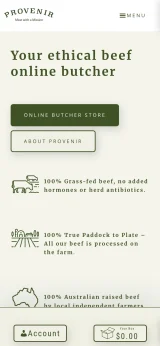 Provenir ethical beef online butcher website homepage