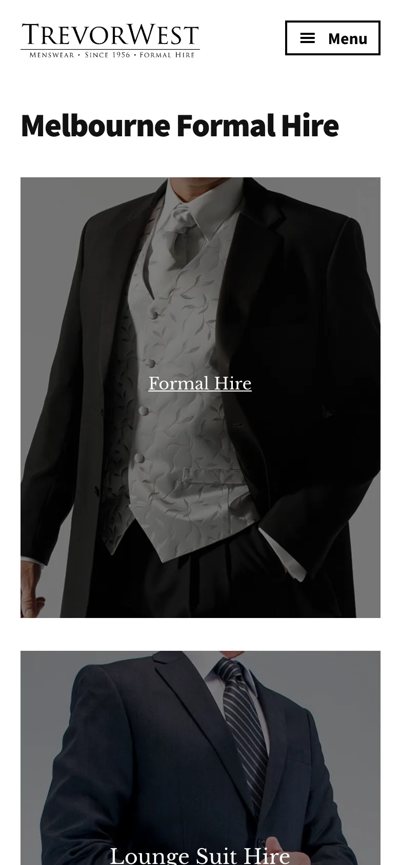 Trevor West Melbourne formal hire menswear webpage
