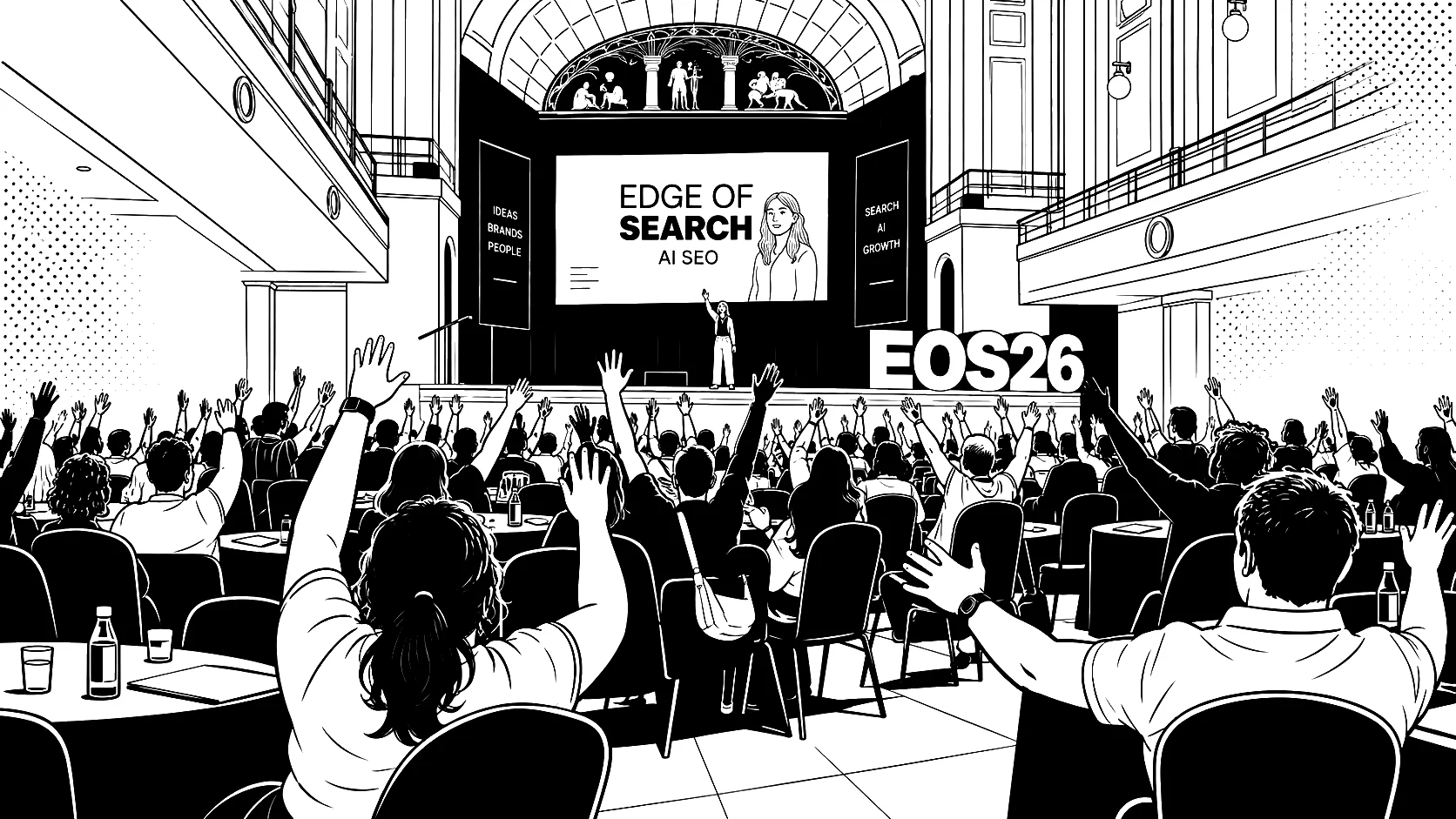 Packed audience at Edge of Search EOS26 AI SEO conference